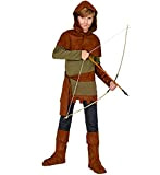 WIDMANN MILANO PARTY FASHION 30065- Costume da Robin of Sherwood, con cappuccio, cintura, coprivascarpe medievale, eroe per bambini, multicolore, 116 ...