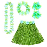 WIDMANN Set Hawaii Verde Gonna Hawaiianacon Cintura Fiori Collana Fiori Corona 845