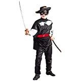 Widmann Zorro Bandito Mascherato Casacca Pantaloni Cintura Mantello Mascherina Costumi 180 per Bambini, Multicolore, 140 Cm (8-10 Anni) 8003558383870