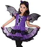 Willheoy Costume per Travestimento Pipistrello Costume Carnevale Bambina Strega Fatina Cosplay di Halloween Costume da Bat con Copricapo Ali per ...