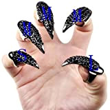 WINOMO 10 pezzi unghie finte stile Punk gotico Artiglio zampa anelli Cosplay decorativi in 3 misure (nero)