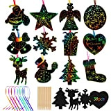 Wishstar Scratch Art Bambini,36 PCS Scratch Art Natale,Rainbow Scratch Art Bambini,Scratch Art Set con 36 Corde Colorate e 12 Penne ...
