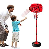 WISHTIME Canestro Basket, Canestro Bambini Altezza Regolabile Posteriore con Cerchio Accessori Giocattolo per Il Basketball per Bambini