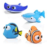 WolinTek 4pcs Creature Marine Giocattoli da Bagnetto per Bambini, Pupazzetti per Il Bagno, Galleggianti Che Spruzzano, a Tema Animale da ...