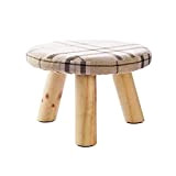 Wood Support Upholstered Footstool Ottoman Pouffe Chair Stool Fabric Cover 3 Legs And Removable Linen Cover Can Bear 60kg E