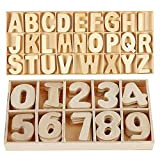 Wooden Letters and Numbers Set with Storage Tray Lettere Maiuscole in Legno, Alfabeto Numeri in legno,Confezione da 216 pezzi
