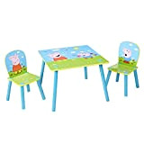 Worlds Apart Peppa Pig-Set Tavolo e 2 sedie per Bambini, Table 43.5cm 63cm (D) Constructed Dimensions (approximate) Chairs 52.5cm (H) ...