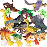 WOSTOO Dinosauri Giocattolo, 23PCS Dinosauro Figure Set tra Cui T-Rex, Triceratopo, Velociraptor, Dinosauri Giocattolo per Bambini 3 4 5 6 ...
