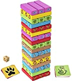 Wowow Giocattoli Wood Works Animal Tumbling Tower Game 2 giochi in 1 | Blocchi di legno Tumble Tower Giocattoli sensoriali ...