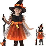WOXIHUAN Costume da Strega Bambina Vestito Strega Halloween Carnevale per Bambina Streghetta Vestito Cappello Costumi Completo Bambino Party e Carnevale ...