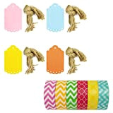 Wrapables Washi Tape + 40 Smerlato Etichette Regalo con cuoricino, Estate Estate, Grande, Multicolore, Set di 6