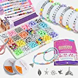 WuikerDuo Set di perline fai-da-te, perline con lettere per bambini, gioielli, bracciali, collane, kit per creare corde, bracciali, kit di ...