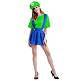 WWQQYY Super Mario Luigi Bros Idraulico Cosplay Fancy Costume per Unisex Uomo Donna Adulto Bambini Ragazzi Ragazzi Costume Donna Luigi ...