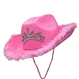XCSM Cappello da cowboy rosa con diadema a LED per donne Ragazze Adulto Country Cappello da cowboy in feltro occidentale ...