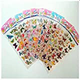 XCVBN Kids Beautiful PVC Puffy Stickers Butterfly Kids Reward Sticker for School Teacher Early Learning Toys Happy 10Sheets