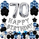 XLH Materiali Argento Blu Birthday Party Decorazione, Numero Palloncini, Buon Compleanno Striscione, Palloncino, Tavolo Girl Women Anniversario,70