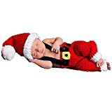 xwanli Costume da Babbo Natale per neonato, accessorio per fotografia, fatto a mano, berretto lavorato a maglia, salopette, salopette natalizie, ...