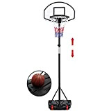 Yaheetech Canestro Basket Esterno Portatile Altezza Regolabile da 196 cm a 251 cm da Camera Interno Pallacanestro Sportivo Nero