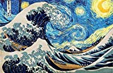 YANCONG Collection Puzzle 1000 Pezzi, Notte Stellata di Van Gogh E La Grande Onda di Kanagawa di Hokusai Puzzle per ...