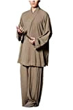 YANYUESHOP Set di Abbigliamento Zen Abito da Monaco Buddista Camicia Lunga Pantaloni a Gamba Larga