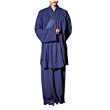 YANYUESHOP Set di Abbigliamento Zen Abito da Monaco Buddista Camicia Lunga Pantaloni a Gamba Larga
