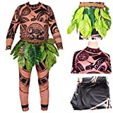 YCYU Costume da Famiglia di Halloween Costume Cosplay Moana Maui Tattoo T-Shirt Pants Gonna a Foglia Impostato Set di Bambini ...