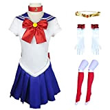 YEAJION Sailor Moon Cosplay Costume Set con Accessori Anime Sailor Moon Cosplay JK Uniforme da Marinaio Halloween Carnival Party Stage ...