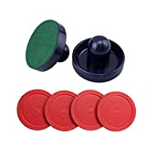 Yeelan Air Hockey Pusher & Pucks insieme, di grandi dimensioni, (2 pulsanti Navy + 2 garze + 4 Red Pucks)