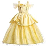 yeesn Vestito per Bambine, da Principessa Belle, Elegante, Multistrato, con Spalle Scoperte (7 - 8T)