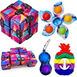 Yetech Fidget Toy Set Semplice Giocattolo sensoriale Infinity Cube Grip Spremere Giocattolo Push Bubble 4 Pezzi Autismo ADHD Sollievo dallo ...