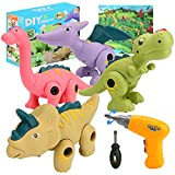 Yideng Set di 4 giocattoli con dinosauro, set di costruzione fai da te con trapano elettrico, tappetino da gioco per ...