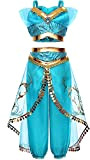 Yigoo Jasmin Costume da principessa Jasmine, vestito da bambina lucido, costume di carnevale, festa di Halloween 110