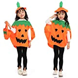 YKKJ Costume Zucca di Halloween,Bambini Vestiti di Halloween Costume Zucca Bambini Abiti da Festa Cosplay con Cappello a Cuffia e ...