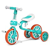 YMINA 4 in 1 Triciclo per Bambini da 1,5 a 4 Anni,Triciclo Senza Pedali,Bicicletta Senza Pedali（Verde）