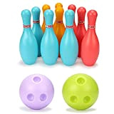 Yolluu - Set da bowling per bambini, per 3, 4, 5, 6 anni, 10 spille da bowling, 2 palline
