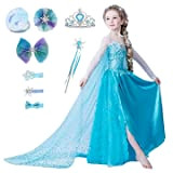 YONIER Vestito del Compleanno della Principessa Elsa di Frozen Costume da Carnevale per Bambina Cosplay Festa di Fantasia Vestito con ...