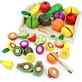yoptote Giochi Bambini 2 3 4 5 Anni Cucina Legno Giocattolo per Bambini Frutta da Tagliare Giocattolo Cibo Regalo di ...