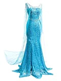 YOSICIL Costume da Elsa Frozen per donna, Abito da principessa Elsa Ice Queen Abito elegante blu Costume di carnevale Donna ...