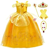 YOSICIL Ragazza Principessa Belle Cosplay Costume Ragazza Compleanno Partito Carnevale Vestiti Abiti Disney Costumi Vestire Girls Dress Belle Costume Vestito ...