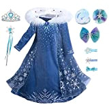YOSICIL vestito elsa frozen bambina Costume da principessa Elsa con mantello vestito lungo Abito da festa costume principessa Cerimonia Halloween ...