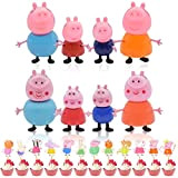 YUGHAY Mini Figure Cake Toppers,Pig Cake Toppers Decorazioni,Mini Figure Set,Set Festa per Decorazione Torta di Compleanno,4 Personaggi per Bambini Dai ...