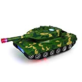Yuvera Kids Army Tank Toy, bambini Stunt elettrico deformato serbatoio giocattolo con effetti di luce rotante Super trucco