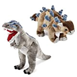 Zappi Co bambini Stuffed Ankylosaurus + Tyrannosaurus Rex morbido Cuddly Safari animali Collection (T-Rex + Ankylosaurus)