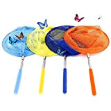 ZARRS Bambini Rete da Pesca,4 Pack Farfalla telescopica Reti Colore Butterfly Net for Kids 38–85 cm per catturare Insetti di ...