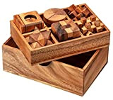 Zederello Scatola di legno con 6 giochi di logica e giochi di pazienza in 3D