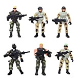 Zerodis 6 PCS Soldato Figura Giocattolo, Modelli di Polizia Soldato Militare Mobile con articolazione e Armi interazione Genitore-Bambino Action Figures ...