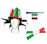 Zeus Party Kit per Partite Della Nazionale Italiana di Calcio con Cappello Jolly Tricolore Trombetta e Palloni Gonfiabili Supporta gli ...