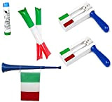 Zeus Party Set Tricolore Italia con Palloni Gonfiabili Trombetta con Bandierina Battole Rumorose ed Un Fumogeno Azzurro