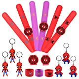 ZeYou 12 pezzi Spiderman Bomboniere, Spiderman Decorazione Compleanno Bambini, Spiderman Decorazione di compleanno contiene 6 portachiavi Spiderman e 6 braccialetti ...