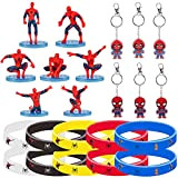 ZeYou 19 pezzi Spiderman Party pensierini per bambini, Spiderman, decorazione per compleanno, include 7 personaggi Spiderman, 10 braccialetti in silicone ...